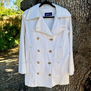 Vintage Express Bleus Cream denim double breasted peacoat.2pocket.Size Large